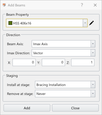 Add Beams 2 Dialog