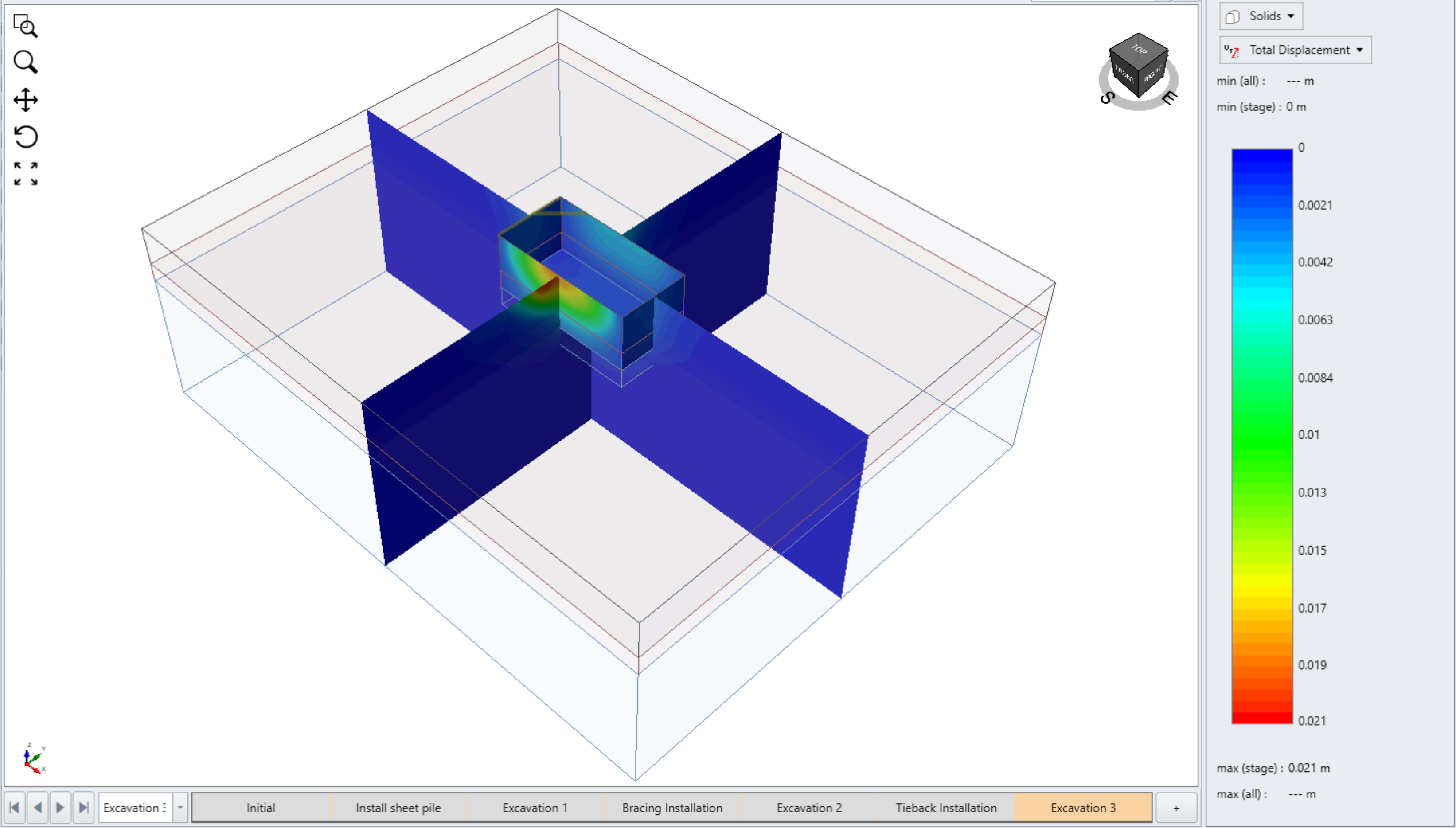 Total displacement result from dry case