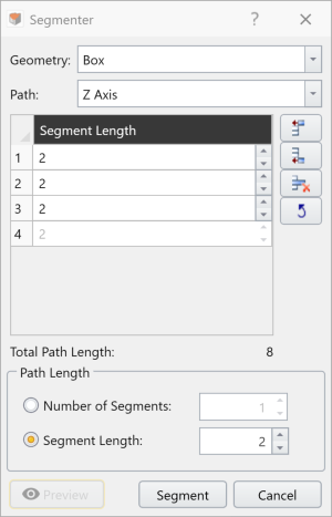 Segmenter Dialog