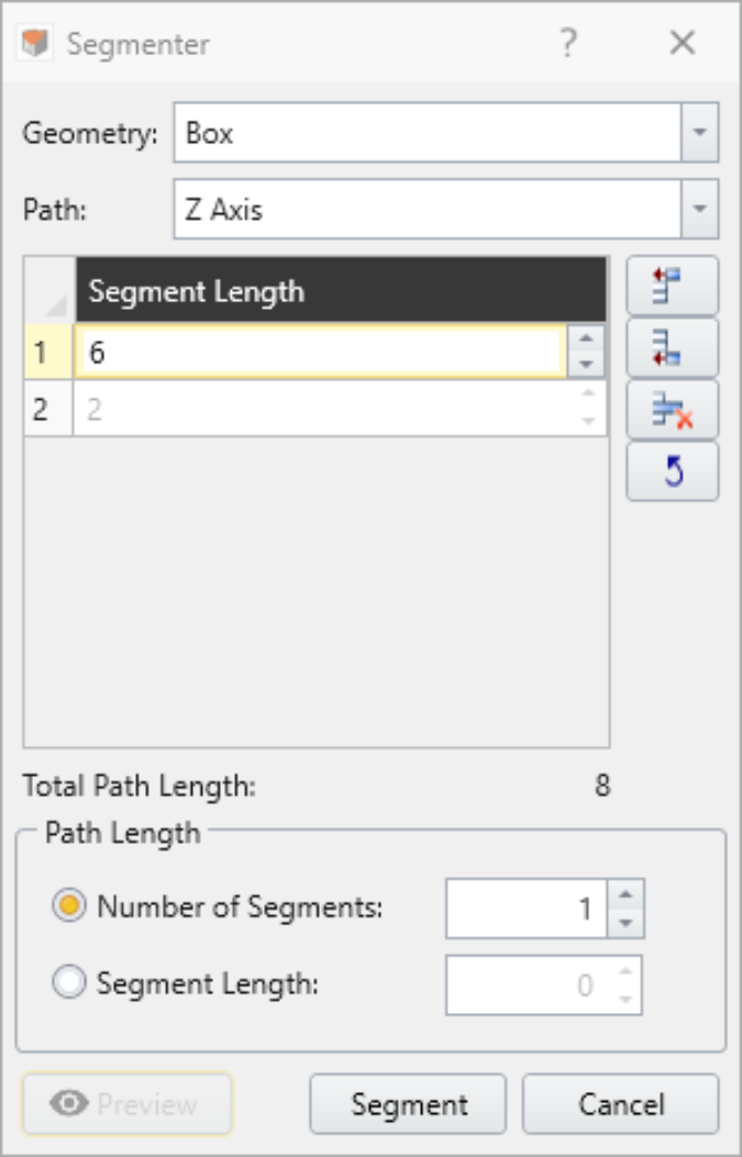 Segmenter dialog