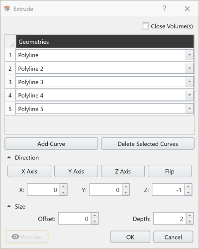 Extrude Dialog