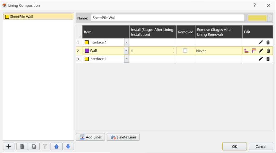 Lining Composition Dialog