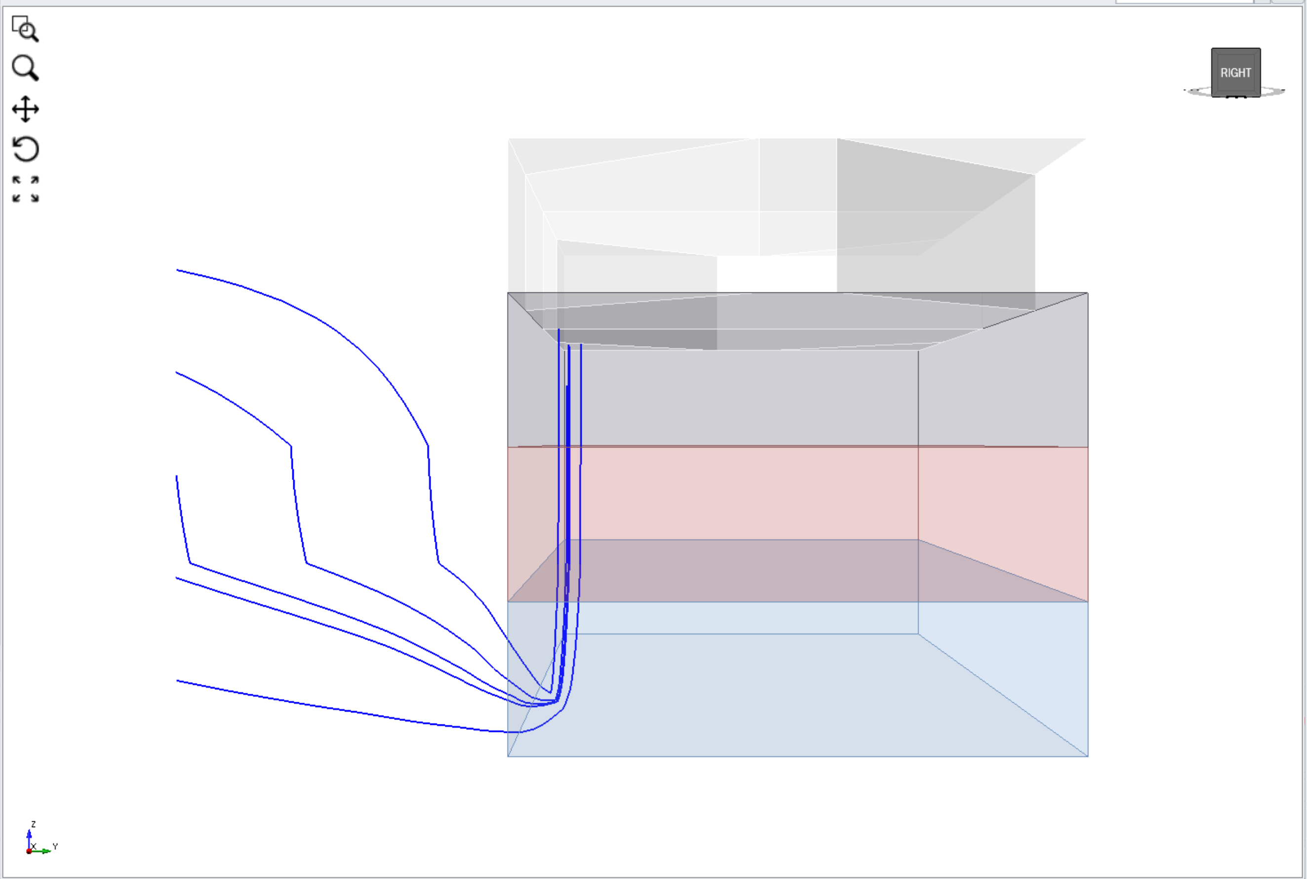 Right view of fluid flow in excavation 1 stage