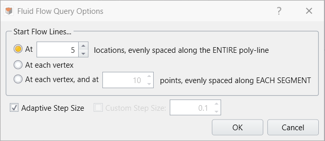 Fluid flow query options dialog
