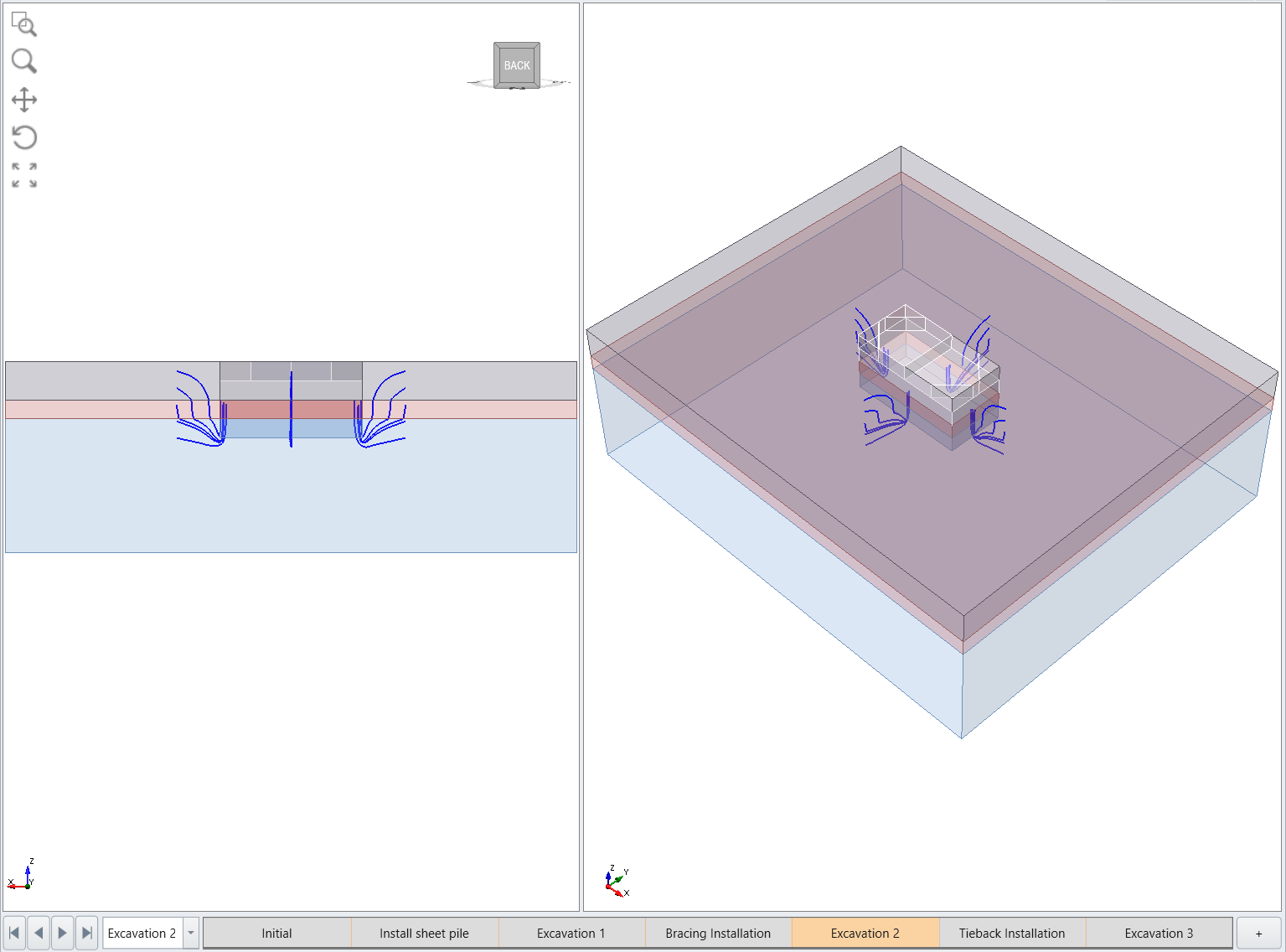 Model with fluid flow (excavation 2 stage)