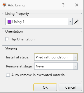 Add Lining Dialog