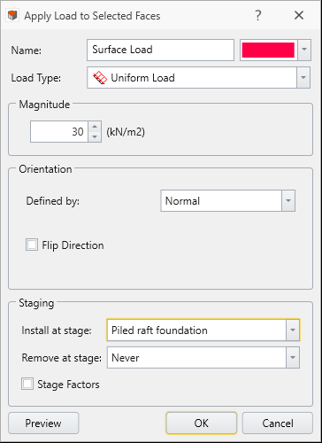 Apply Load to Selected Faces Dialog