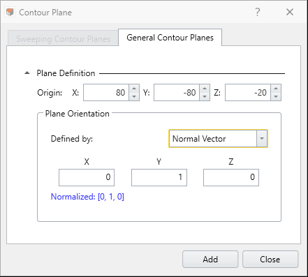 Contour Plane Dialog