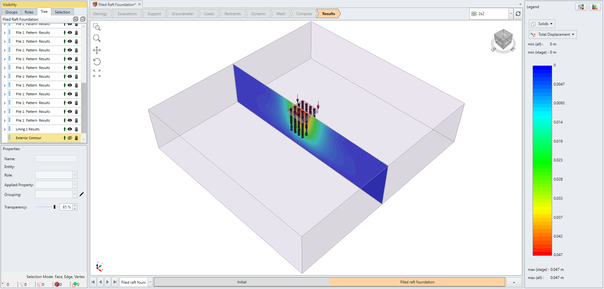 Total Displacement Contour Plane