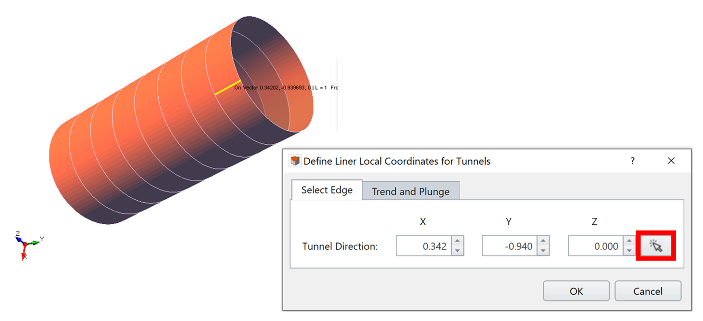 Define Liner Local Coordinates for Tunnels Dialog