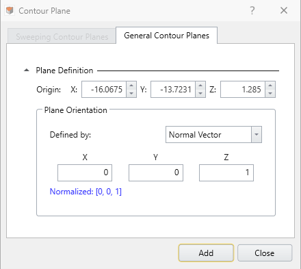 Contour Plane dialog