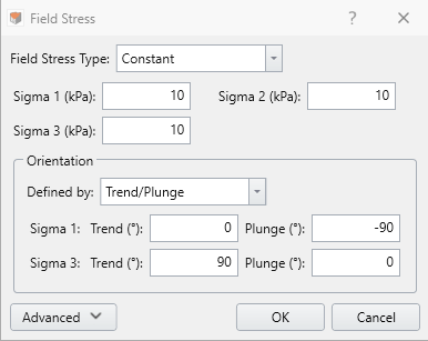 Field Stress dialog