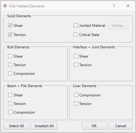 pick yielded elements dialog