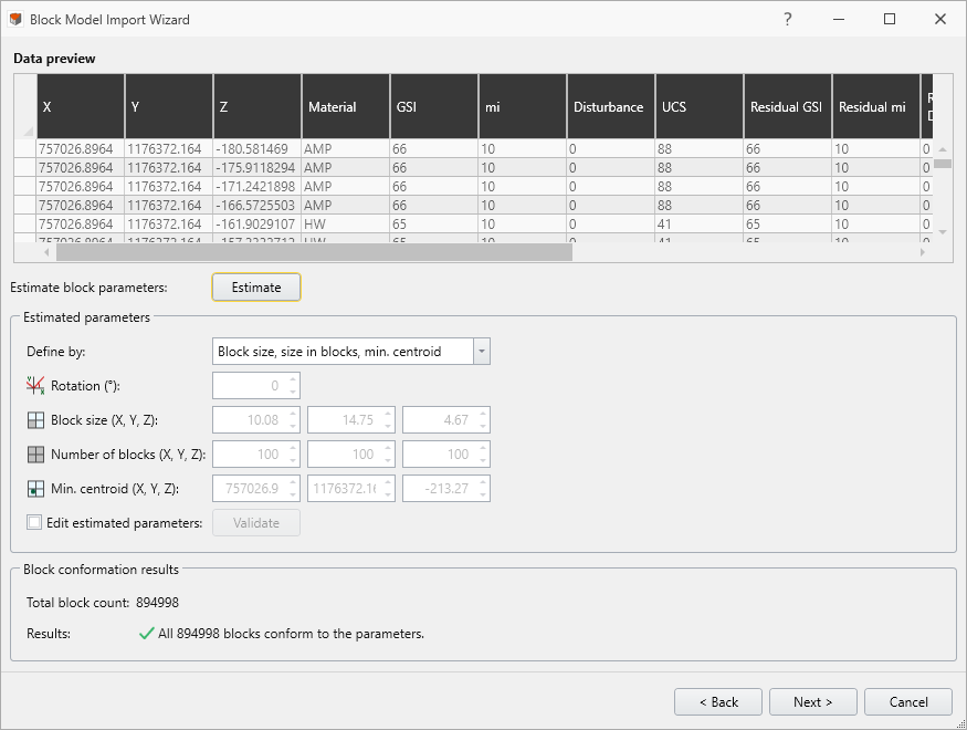 block model import step 3