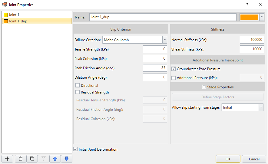 joint Properties dialog box 