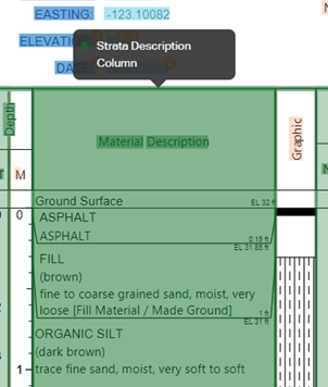 Hover over column