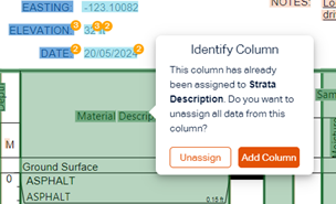 Unassign column on PDF