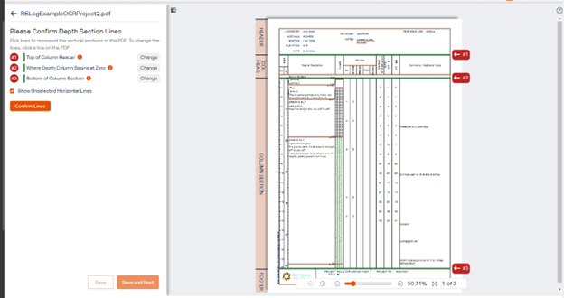 OCR Log Bound Line Selection