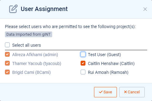 User Assignment to a Project