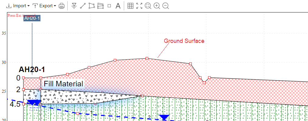 Drawing Ground Surface Line