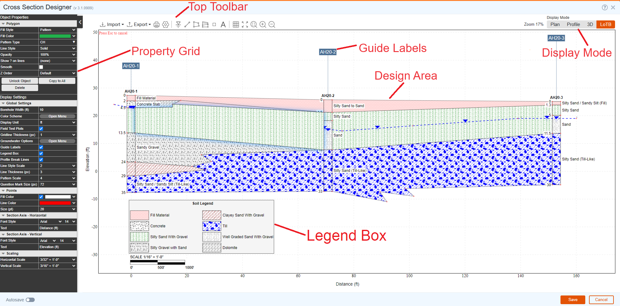 Designing a Cross-Section in Profile Mode