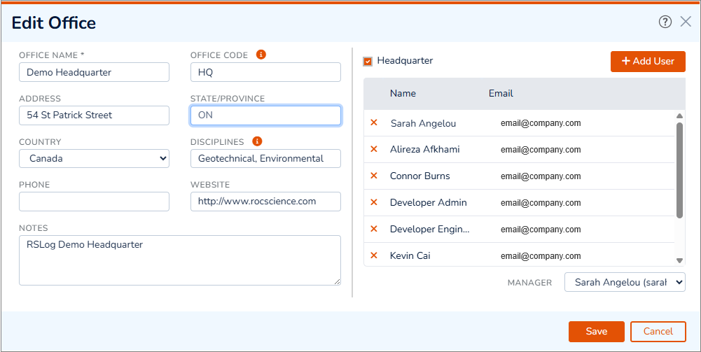 Creating or Editing an Office and Adding Users to the Office