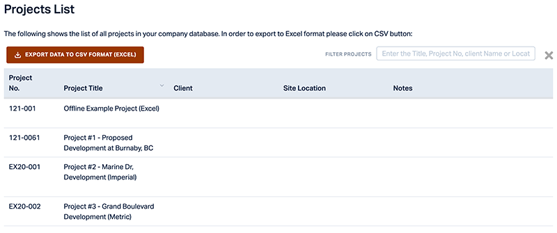 Reporting Export Data Page