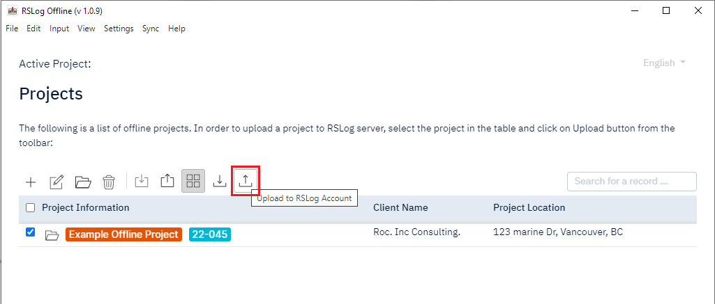 Upload Offline Project to Your RSLog Account
