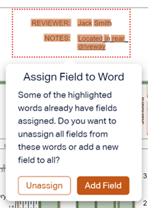 Unassign multiple words on the PDF