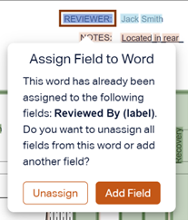 Unassign word on PDF