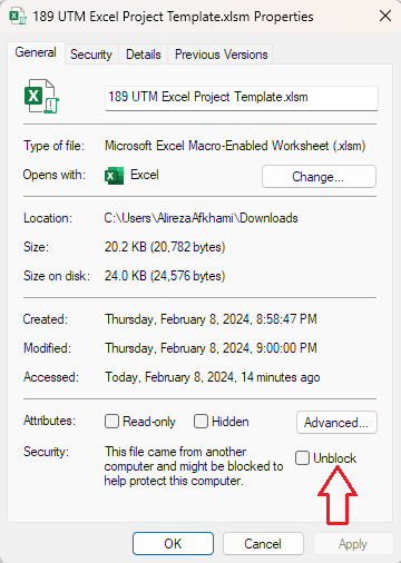 Unblock both downloaded template files