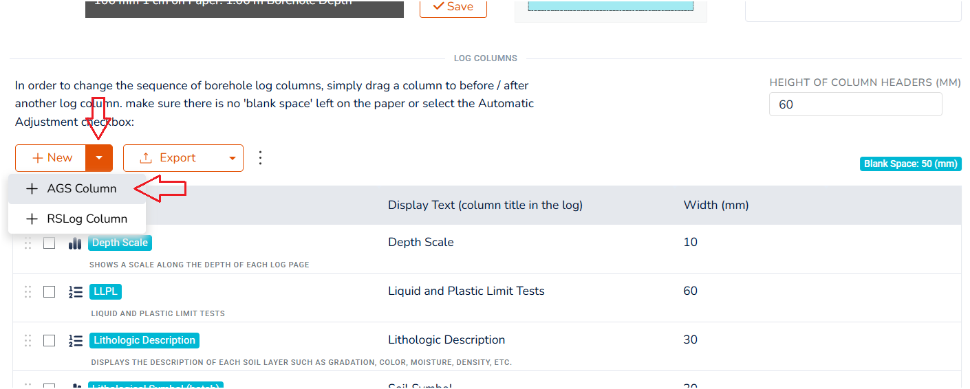 Adding an AGS Column to Your Log Template