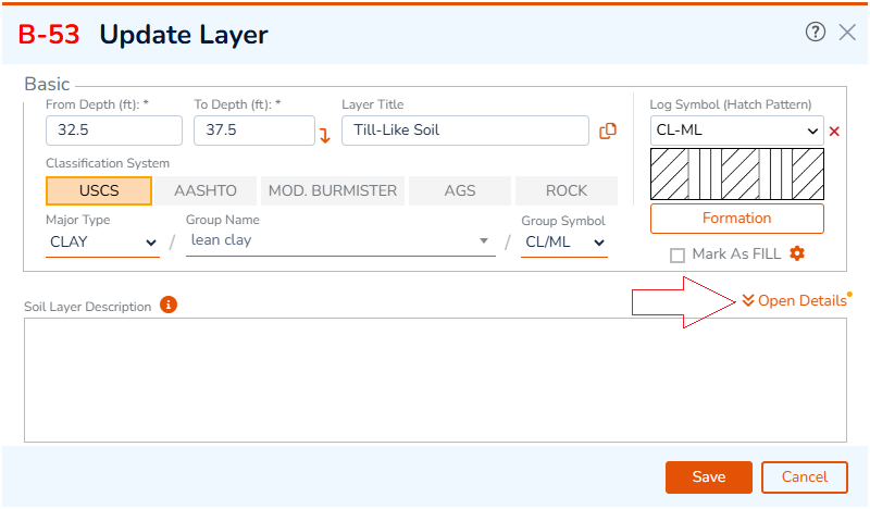 Using Detailed View for Stratigraphy Data Entry