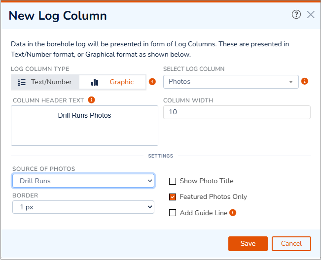 Adding a Photos log column to a log template