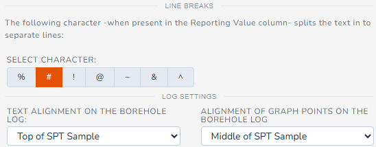 Selecting Split Character, Text Alignment and Data Point Alignment