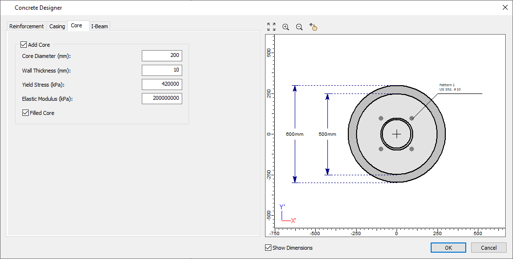 Concrete Designer - Core tab