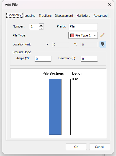 Add Pile dialog - geometry tab