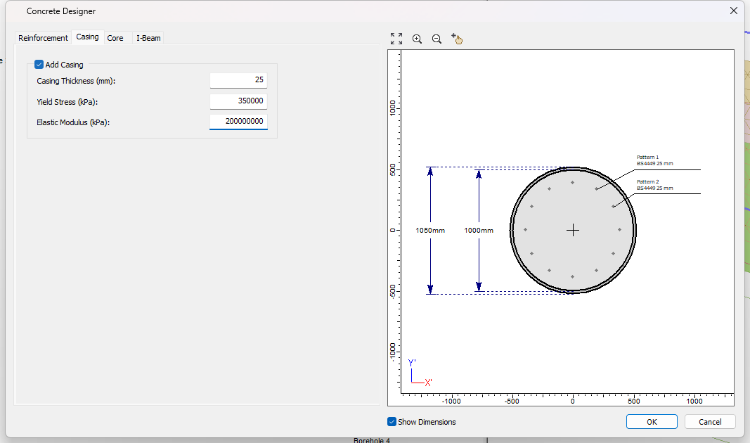 Concrete Designer - Casing tab