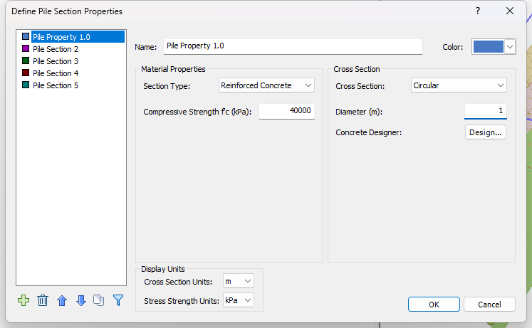 Define Pile Section Properties