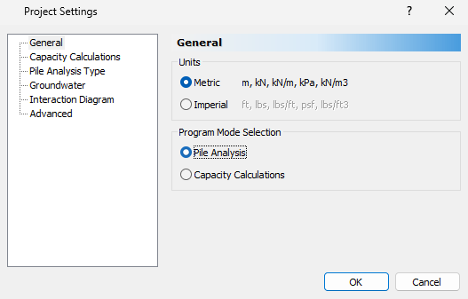 project settings - general tab