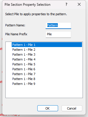 Pile property selection