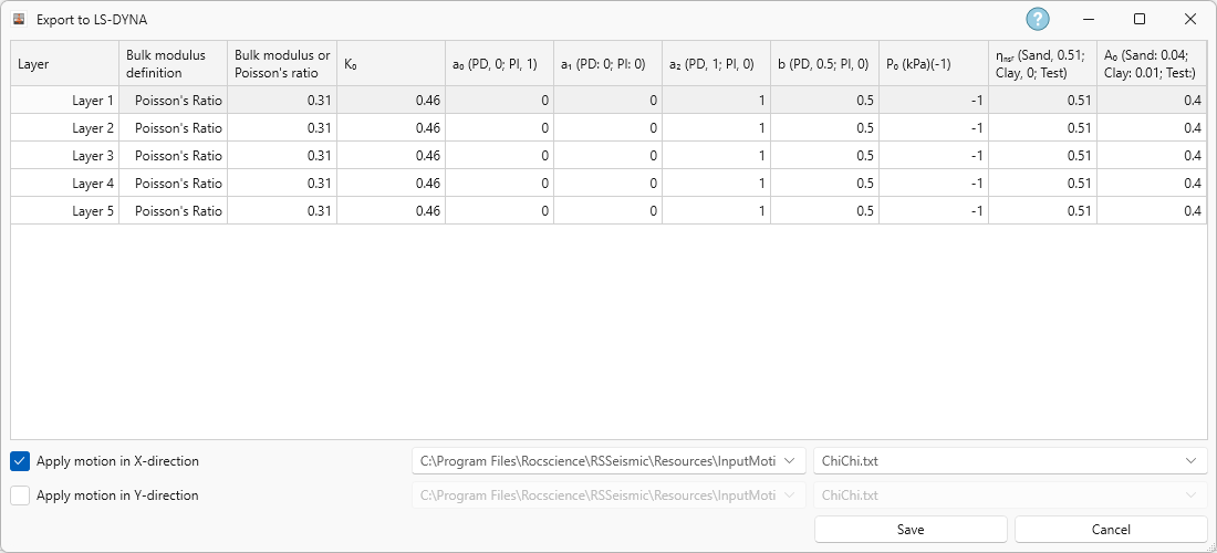 Export to LS-DYNA dialog