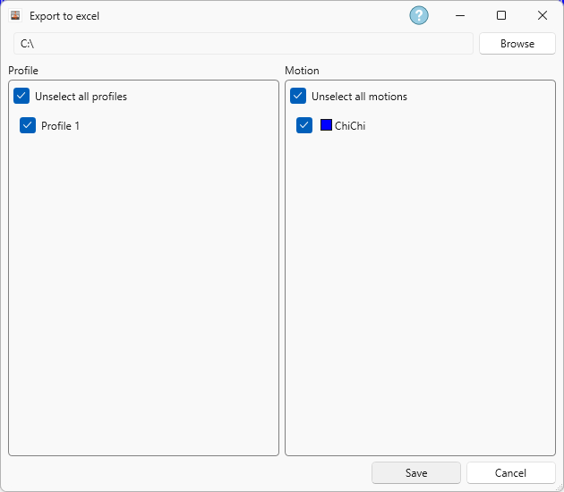 Export to Excel dialog