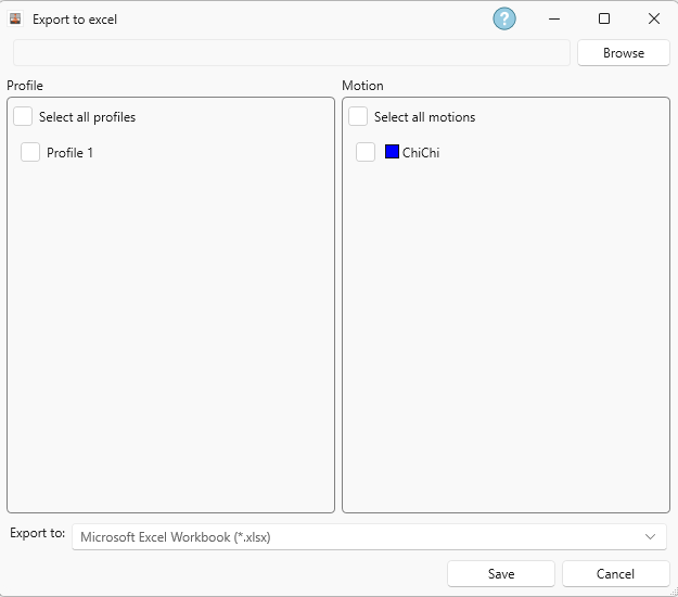 Export to Excel dialog