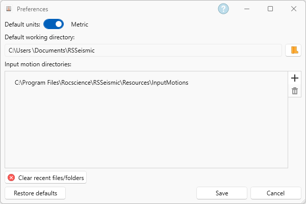 Preference dialog