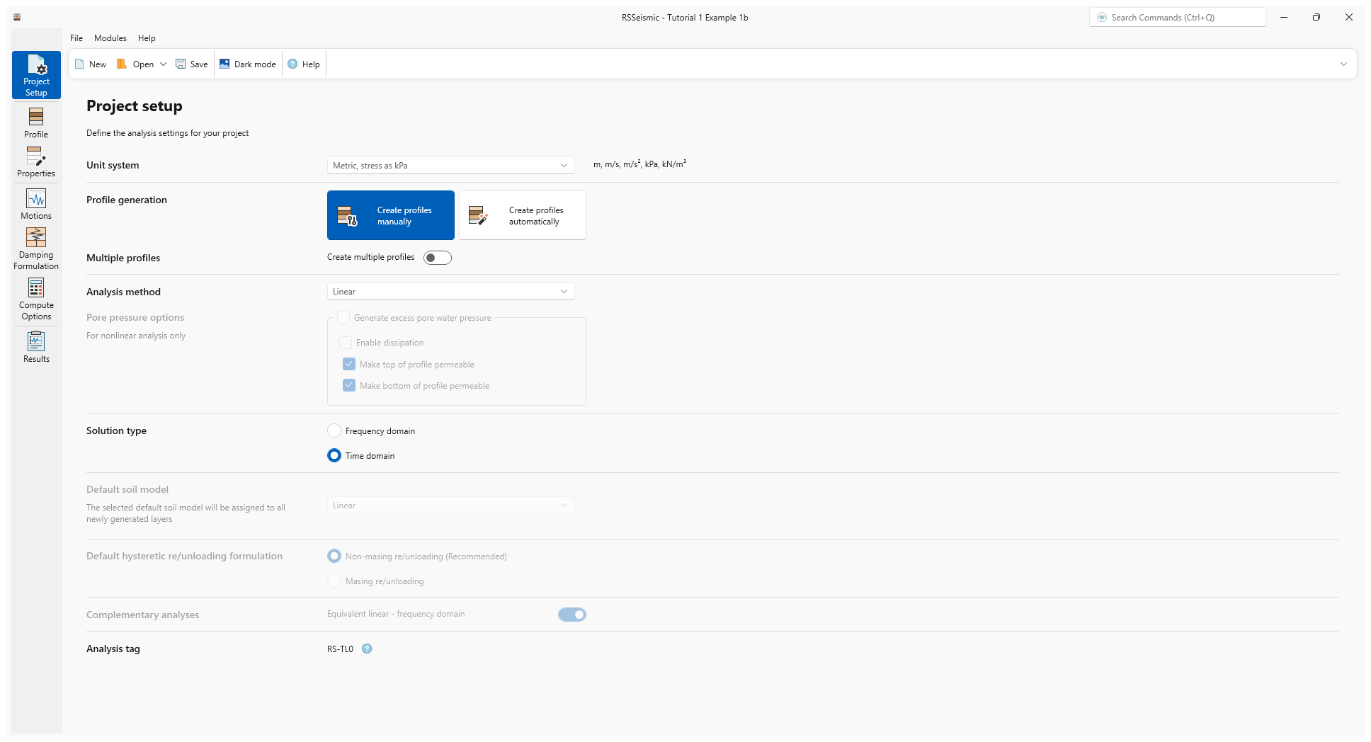 project setup - time domain
