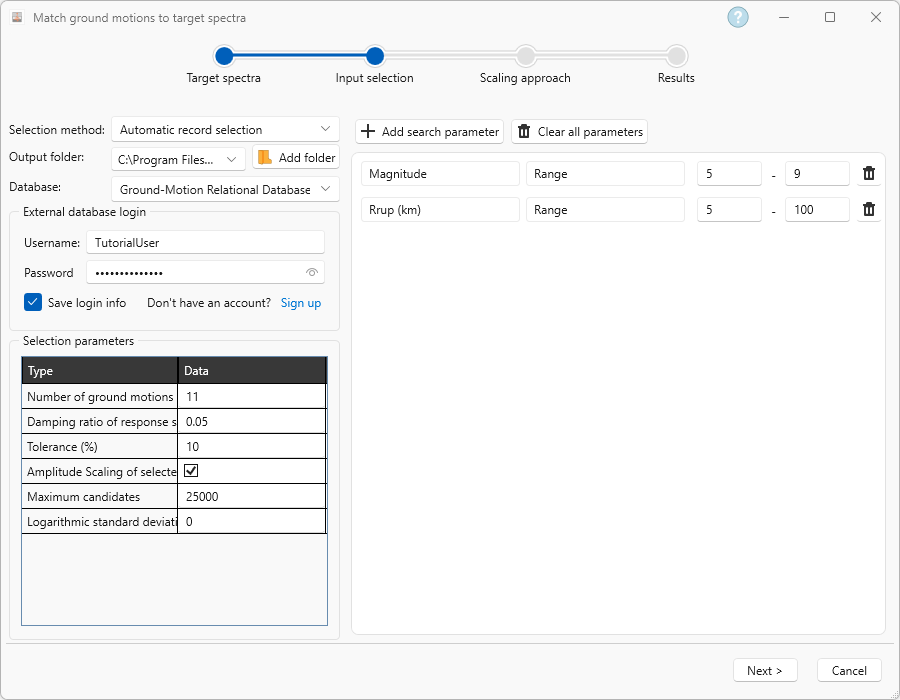 search parameters