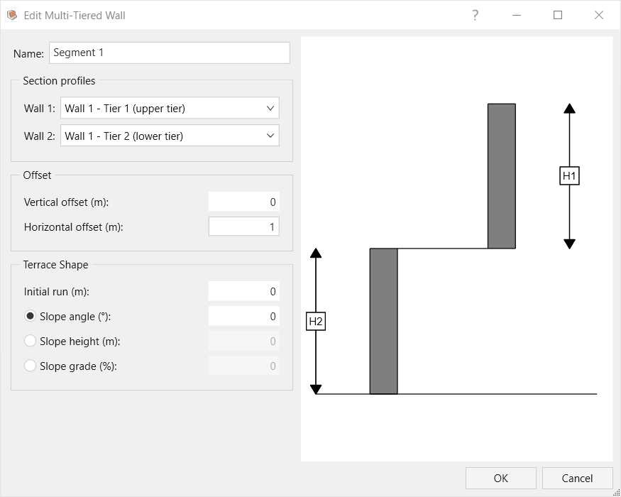 Edit Mult-Tiered Wall dialog