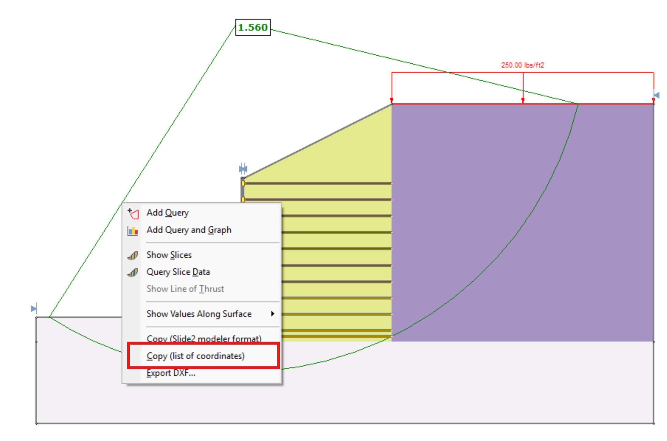 Select Copy slip surface