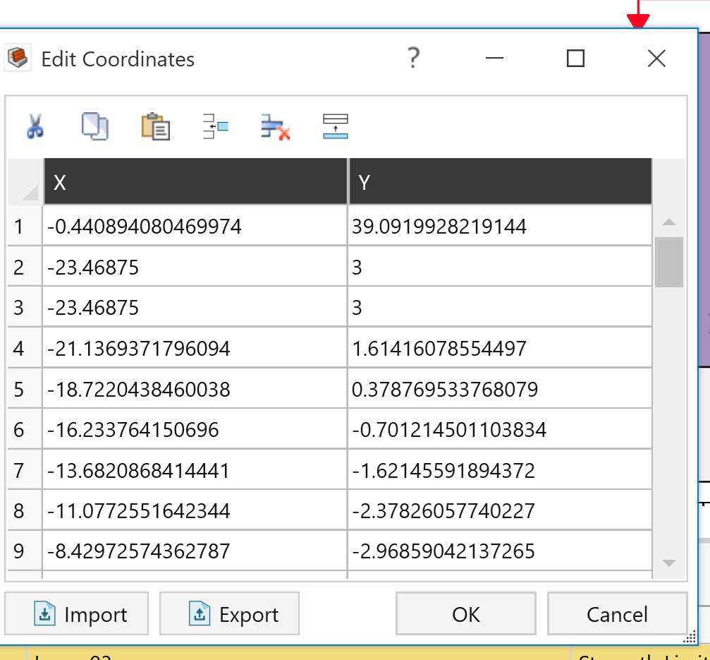 Edit Coordinates dialog